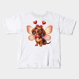 Valentine Fairy Dachshund Dog Kids T-Shirt